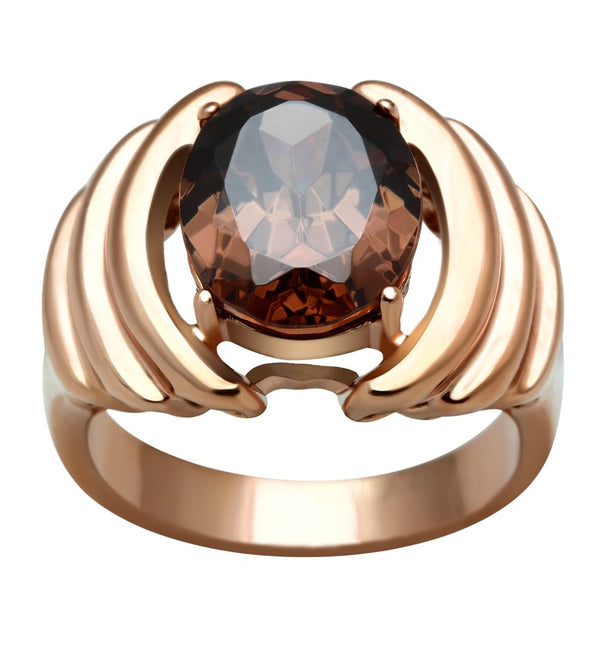 LOVCIA Rose Gold Ion Plated Brass Ring with Brown AAA CZ Stone - Buy stylish Rings for women - Shop latest Ring design - Trendy Rings - Unique fashion Rings - Find the perfect Ring