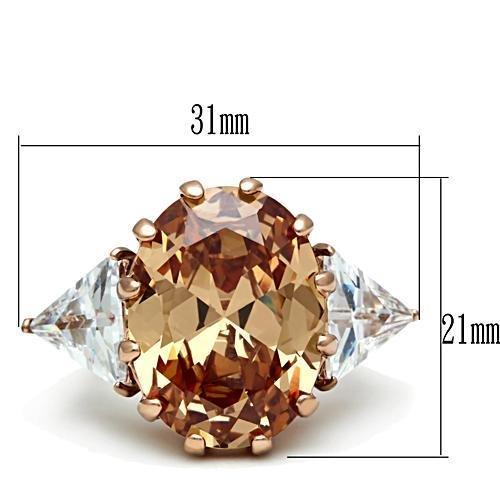 LOVCIA Rose Gold Ion Plated Brass Ring with Champagne AAA CZ Stone - Buy stylish Rings for women - Shop latest Ring design - Trendy Rings - Unique fashion Rings - Find the perfect Ring