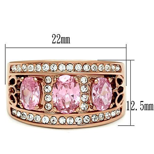 LOVCIA Rose Gold Ion Plated Brass Ring with Rose AAA CZ Center Stone - Buy stylish Rings for women - Shop latest Ring design - Trendy Rings - Unique fashion Rings - Find the perfect Ring