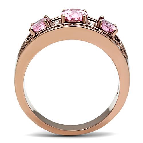 LOVCIA Rose Gold Ion Plated Brass Ring with Rose AAA CZ Center Stone - Buy stylish Rings for women - Shop latest Ring design - Trendy Rings - Unique fashion Rings - Find the perfect Ring