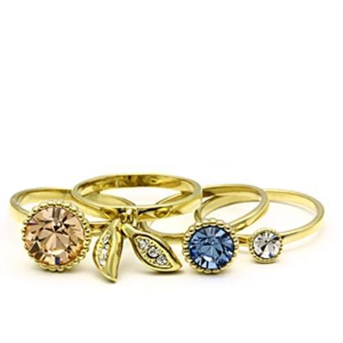 LOVCIA Multi-Color Crystal Brass Ring with IP Gold Plating - Buy stylish Rings for women - Shop latest Ring design - Trendy Rings - Unique fashion Rings - Find the perfect Ring