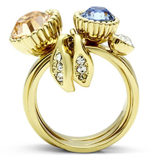 LOVCIA Multi-Color Crystal Brass Ring with IP Gold Plating - Buy stylish Rings for women - Shop latest Ring design - Trendy Rings - Unique fashion Rings - Find the perfect Ring