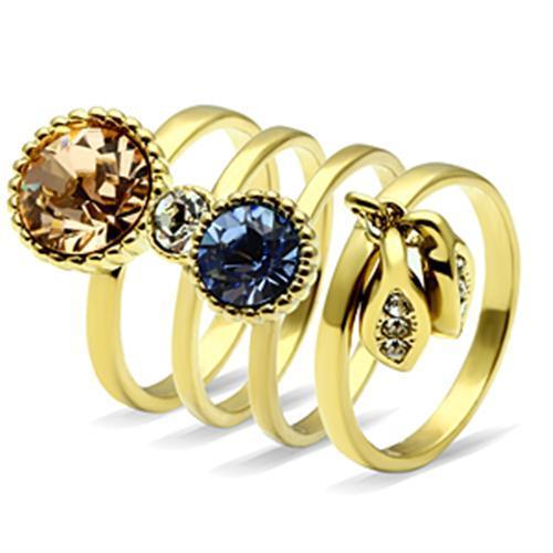 LOVCIA Multi-Color Crystal Brass Ring with IP Gold Plating - Buy stylish Rings for women - Shop latest Ring design - Trendy Rings - Unique fashion Rings - Find the perfect Ring