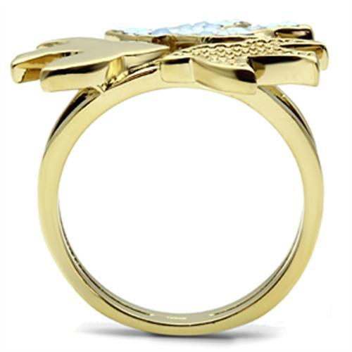 LOVCIA Gold Ion Plated Brass Ring with Multi-Color Top Grade Crystals - Buy stylish Rings for women - Shop latest Ring design - Trendy Rings - Unique fashion Rings - Find the perfect Ring