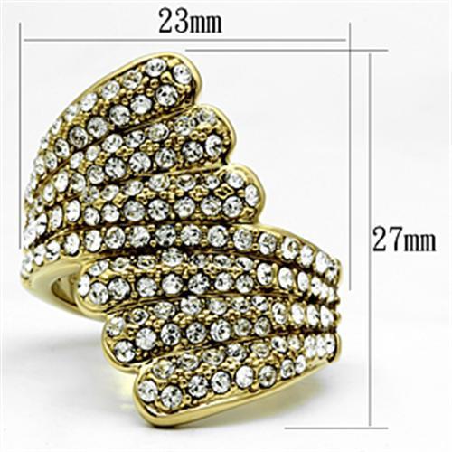 LOVCIA Gold Ion Plated Brass Ring with Clear Top Grade Crystal - Buy stylish Rings for women - Shop latest Ring design - Trendy Rings - Unique fashion Rings - Find the perfect Ring