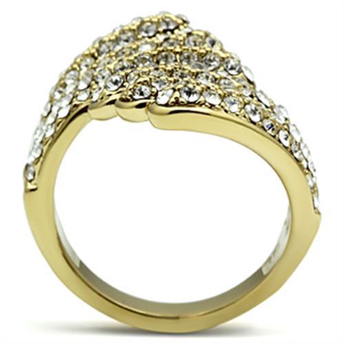 LOVCIA Gold Ion Plated Brass Ring with Clear Top Grade Crystal - Buy stylish Rings for women - Shop latest Ring design - Trendy Rings - Unique fashion Rings - Find the perfect Ring