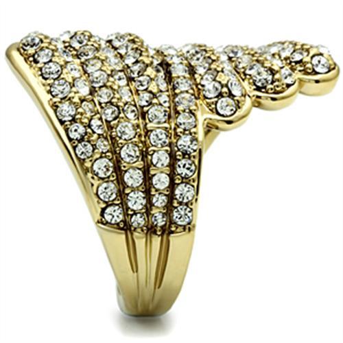 LOVCIA Gold Ion Plated Brass Ring with Clear Top Grade Crystal - Buy stylish Rings for women - Shop latest Ring design - Trendy Rings - Unique fashion Rings - Find the perfect Ring