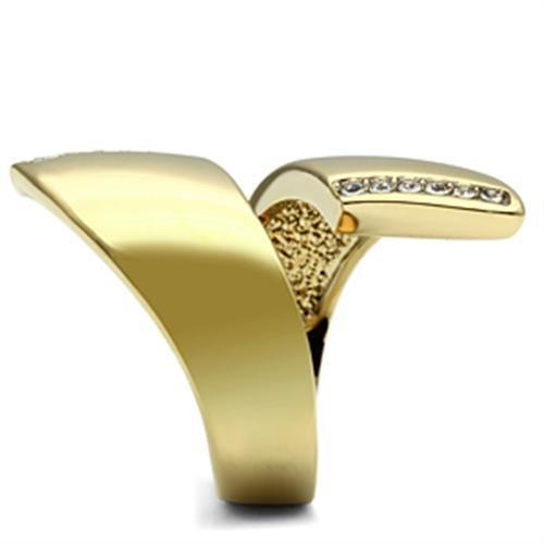 LOVCIA Ion Plated Gold Brass Ring with Clear Top Grade Crystal - Buy stylish Rings for women - Shop latest Ring design - Trendy Rings - Unique fashion Rings - Find the perfect Ring