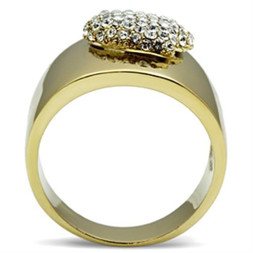 LOVCIA Gold Ion Plated Brass Ring with Clear Crystal Center - Buy stylish Rings for women - Shop latest Ring design - Trendy Rings - Unique fashion Rings - Find the perfect Ring