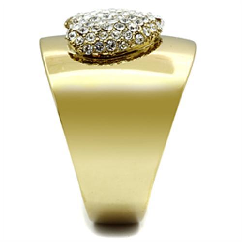 LOVCIA Gold Ion Plated Brass Ring with Clear Crystal Center - Buy stylish Rings for women - Shop latest Ring design - Trendy Rings - Unique fashion Rings - Find the perfect Ring