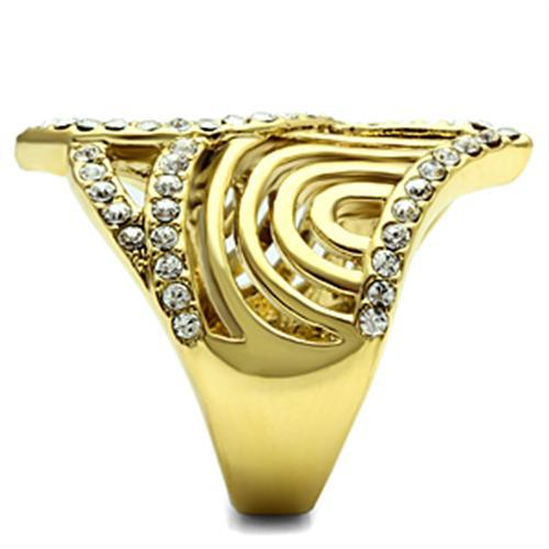 LOVCIA Ion Plated Gold Brass Ring with Premium Clear Crystal - Buy stylish Rings for women - Shop latest Ring design - Trendy Rings - Unique fashion Rings - Find the perfect Ring