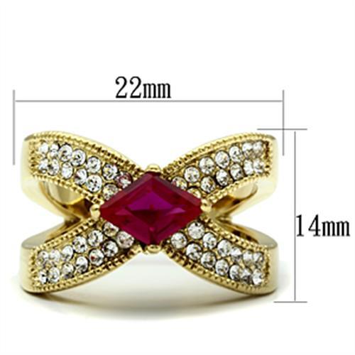 LOVCIA Ruby CZ IP Gold Brass Ring with AAA Grade Center Stone - Buy stylish Rings for women - Shop latest Ring design - Trendy Rings - Unique fashion Rings - Find the perfect Ring