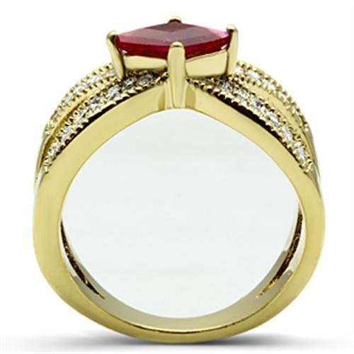 LOVCIA Ruby CZ IP Gold Brass Ring with AAA Grade Center Stone - Buy stylish Rings for women - Shop latest Ring design - Trendy Rings - Unique fashion Rings - Find the perfect Ring