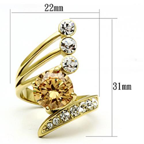 LOVCIA Ion Plated Gold Brass Ring with Champagne AAA Grade CZ - Buy stylish Rings for women - Shop latest Ring design - Trendy Rings - Unique fashion Rings - Find the perfect Ring