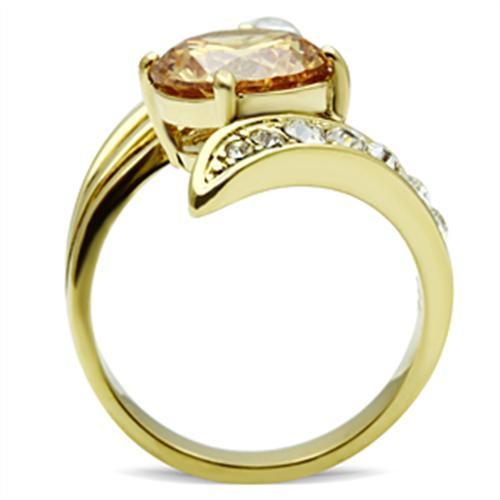 LOVCIA Ion Plated Gold Brass Ring with Champagne AAA Grade CZ - Buy stylish Rings for women - Shop latest Ring design - Trendy Rings - Unique fashion Rings - Find the perfect Ring