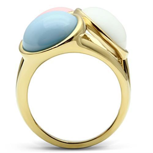 LOVCIA Ion Plated Gold Brass Ring with Multicolor Synthetic Gemstone - Buy stylish Rings for women - Shop latest Ring design - Trendy Rings - Unique fashion Rings - Find the perfect Ring