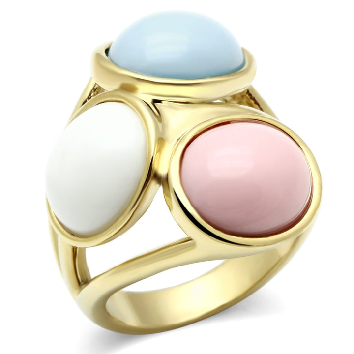 LOVCIA Ion Plated Gold Brass Ring with Multicolor Synthetic Gemstone - Buy stylish Rings for women - Shop latest Ring design - Trendy Rings - Unique fashion Rings - Find the perfect Ring