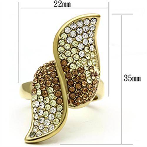 LOVCIA Ion Plated Gold Brass Ring with Multicolor Top Grade Crystal - Buy stylish Rings for women - Shop latest Ring design - Trendy Rings - Unique fashion Rings - Find the perfect Ring