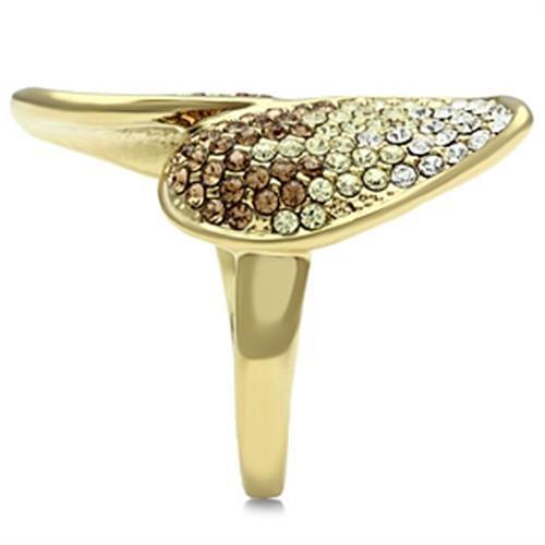 LOVCIA Ion Plated Gold Brass Ring with Multicolor Top Grade Crystal - Buy stylish Rings for women - Shop latest Ring design - Trendy Rings - Unique fashion Rings - Find the perfect Ring