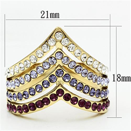 LOVCIA Ion Plated Gold Brass Ring with Multicolor Top Grade Crystal - Buy stylish Rings for women - Shop latest Ring design - Trendy Rings - Unique fashion Rings - Find the perfect Ring