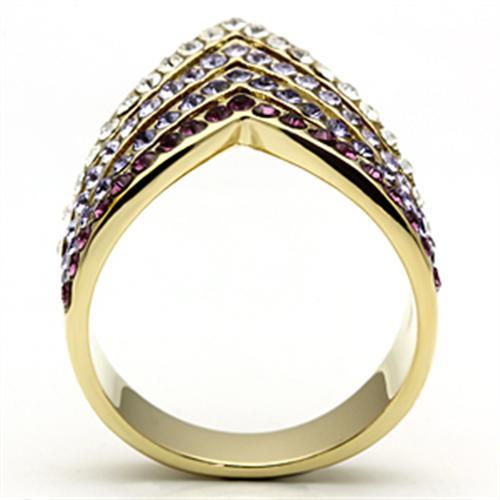 LOVCIA Ion Plated Gold Brass Ring with Multicolor Top Grade Crystal - Buy stylish Rings for women - Shop latest Ring design - Trendy Rings - Unique fashion Rings - Find the perfect Ring