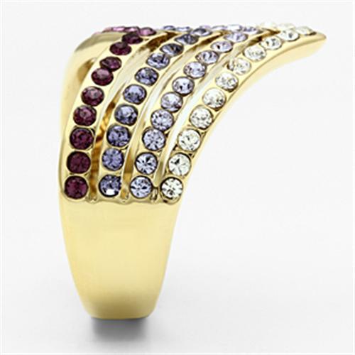 LOVCIA Ion Plated Gold Brass Ring with Multicolor Top Grade Crystal - Buy stylish Rings for women - Shop latest Ring design - Trendy Rings - Unique fashion Rings - Find the perfect Ring