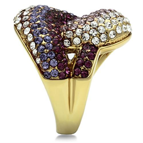 LOVCIA Multicolor IP Gold Brass Ring with Premium Crystal - Buy stylish Rings for women - Shop latest Ring design - Trendy Rings - Unique fashion Rings - Find the perfect Ring