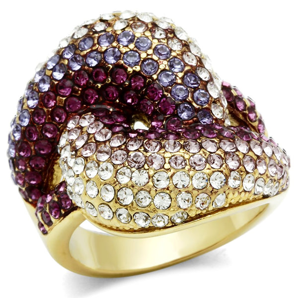 LOVCIA Multicolor IP Gold Brass Ring with Premium Crystal - Buy stylish Rings for women - Shop latest Ring design - Trendy Rings - Unique fashion Rings - Find the perfect Ring