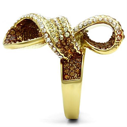 LOVCIA Multi-Color Crystal Brass Ring with IP Gold Plating - Buy stylish Rings for women - Shop latest Ring design - Trendy Rings - Unique fashion Rings - Find the perfect Ring