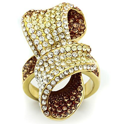 LOVCIA Multi-Color Crystal Brass Ring with IP Gold Plating - Buy stylish Rings for women - Shop latest Ring design - Trendy Rings - Unique fashion Rings - Find the perfect Ring