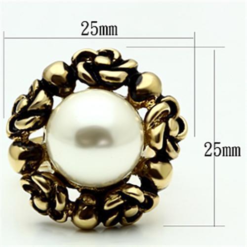 LOVCIA Ion Plated Gold Brass Ring with White Synthetic Pearl - Buy stylish Rings for women - Shop latest Ring design - Trendy Rings - Unique fashion Rings - Find the perfect Ring