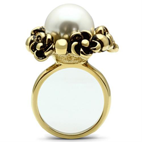 LOVCIA Ion Plated Gold Brass Ring with White Synthetic Pearl - Buy stylish Rings for women - Shop latest Ring design - Trendy Rings - Unique fashion Rings - Find the perfect Ring