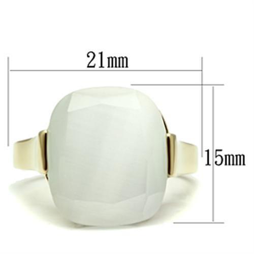 LOVCIA Gold-Plated Brass Ring with White Synthetic Cat Eye Stone - Buy stylish Rings for women - Shop latest Ring design - Trendy Rings - Unique fashion Rings - Find the perfect Ring