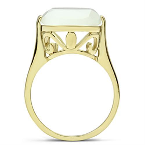 LOVCIA Gold-Plated Brass Ring with White Synthetic Cat Eye Stone - Buy stylish Rings for women - Shop latest Ring design - Trendy Rings - Unique fashion Rings - Find the perfect Ring