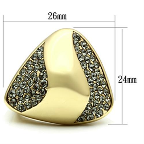 LOVCIA Ion Plated Gold Brass Ring with Black Diamond Crystal - Buy stylish Rings for women - Shop latest Ring design - Trendy Rings - Unique fashion Rings - Find the perfect Ring