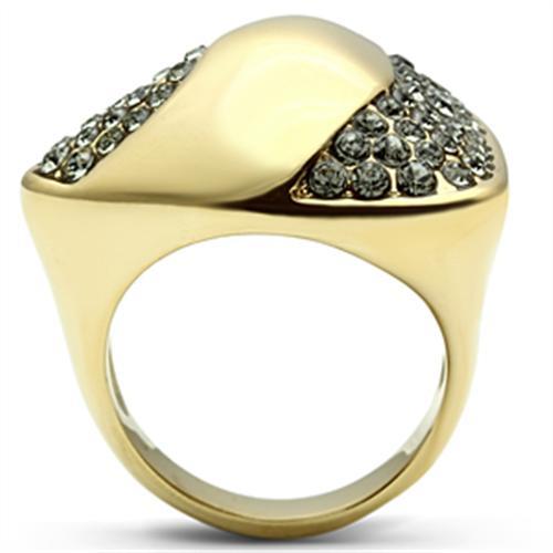 LOVCIA Ion Plated Gold Brass Ring with Black Diamond Crystal - Buy stylish Rings for women - Shop latest Ring design - Trendy Rings - Unique fashion Rings - Find the perfect Ring