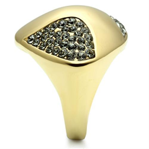 LOVCIA Ion Plated Gold Brass Ring with Black Diamond Crystal - Buy stylish Rings for women - Shop latest Ring design - Trendy Rings - Unique fashion Rings - Find the perfect Ring