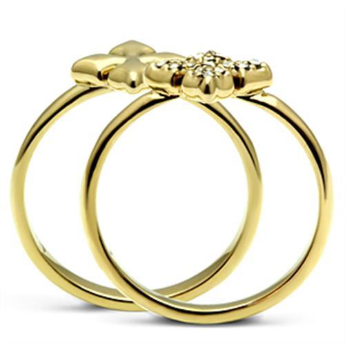 LOVCIA Ion Plated Gold Brass Ring with Clear Premium Crystal - Buy stylish Rings for women - Shop latest Ring design - Trendy Rings - Unique fashion Rings - Find the perfect Ring