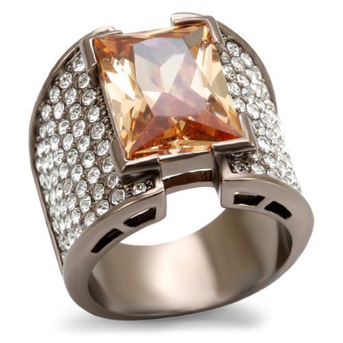 LOVCIA Champagne CZ Brass Ring with Chocolate Gold Finish - Buy stylish Rings for women - Shop latest Ring design - Trendy Rings - Unique fashion Rings - Find the perfect Ring