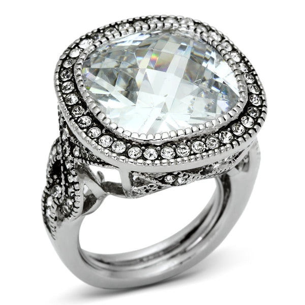 LOVCIA Rhodium-Plated Brass Ring with Clear AAA CZ Stone - Buy stylish Rings for women - Shop latest Ring design - Trendy Rings - Unique fashion Rings - Find the perfect Ring