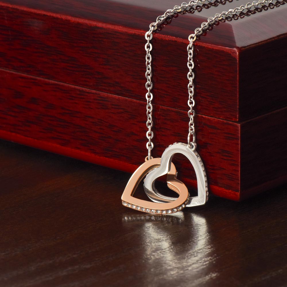 Lovcia Romantic Gift for Girls - Interlocking Hearts Necklace-Necklaces-Polished Stainless Steel and Rose Gold Finish-Luxury Box-Polished Stainless Steel and Rose Gold Finish