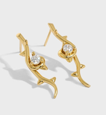 Lovcia Rose CZ Stud Earrings 6mm Gold 925 Sterling Silver-Earrings-Yellow Gold-Yellow Gold
