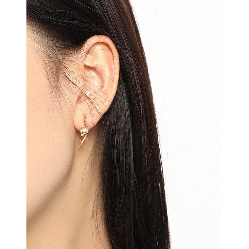 Lovcia Rose CZ Stud Earrings 6mm Gold 925 Sterling Silver-Earrings-Yellow Gold-Yellow Gold