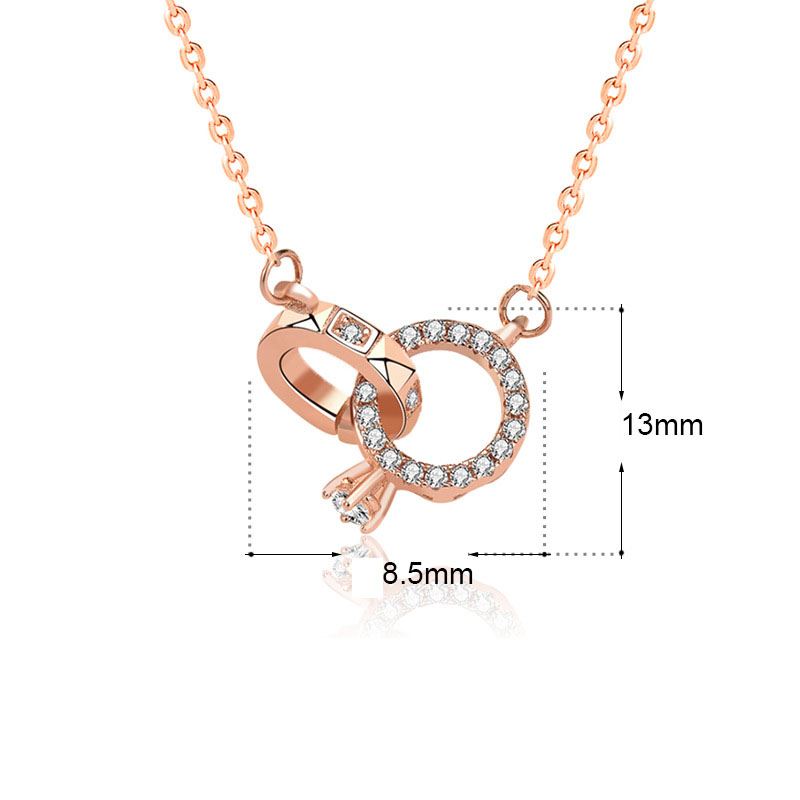 Lovcia Rose Gold 925 CZ Interlocking Circles Necklace 400mm-Necklaces-