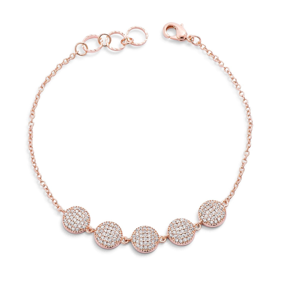 Lovcia Rose Gold Pave Disc Bracelet with 0.8ct Round CZ Stones-Bracelets-