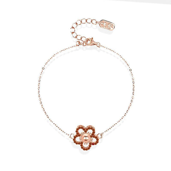 Lovcia Rose Gold Plated 925 Silver Flower Bracelet 160mm-Bracelets-