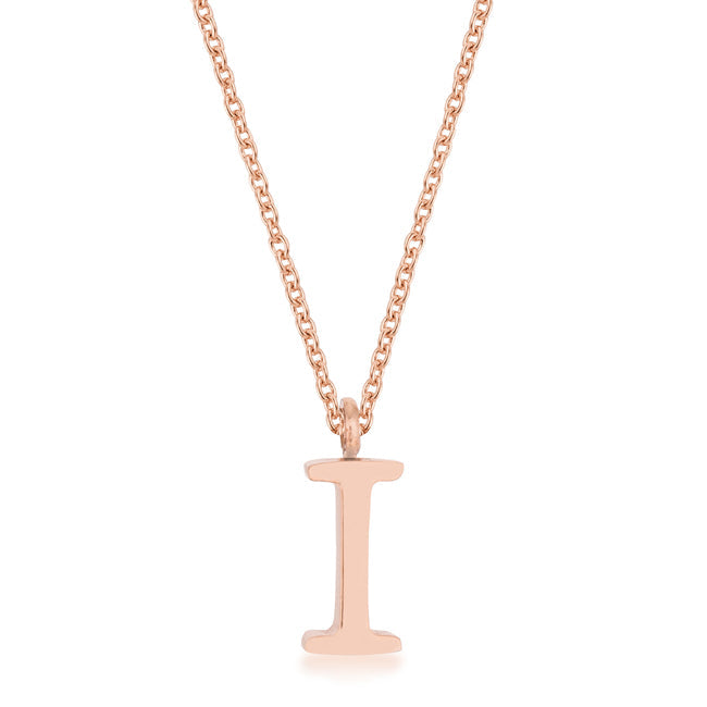 Lovcia Rose Gold Stainless Steel I Initial Necklace Elegant Collection-Necklaces-