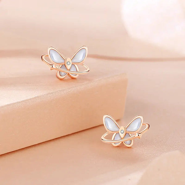 Lovcia Rose Gold Star Dream Butterfly Beauty Sterling Silver Stud Earrings for Women-Earrings-Gold-Gold