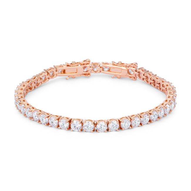 Lovcia Rose Gold Tennis Bracelet with 17.6 Ct Round Cubic Zirconia-Bracelets-