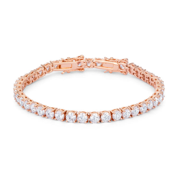 Lovcia Rose Gold Tennis Bracelet with 17.6 Ct Round Cubic Zirconia-Bracelets-